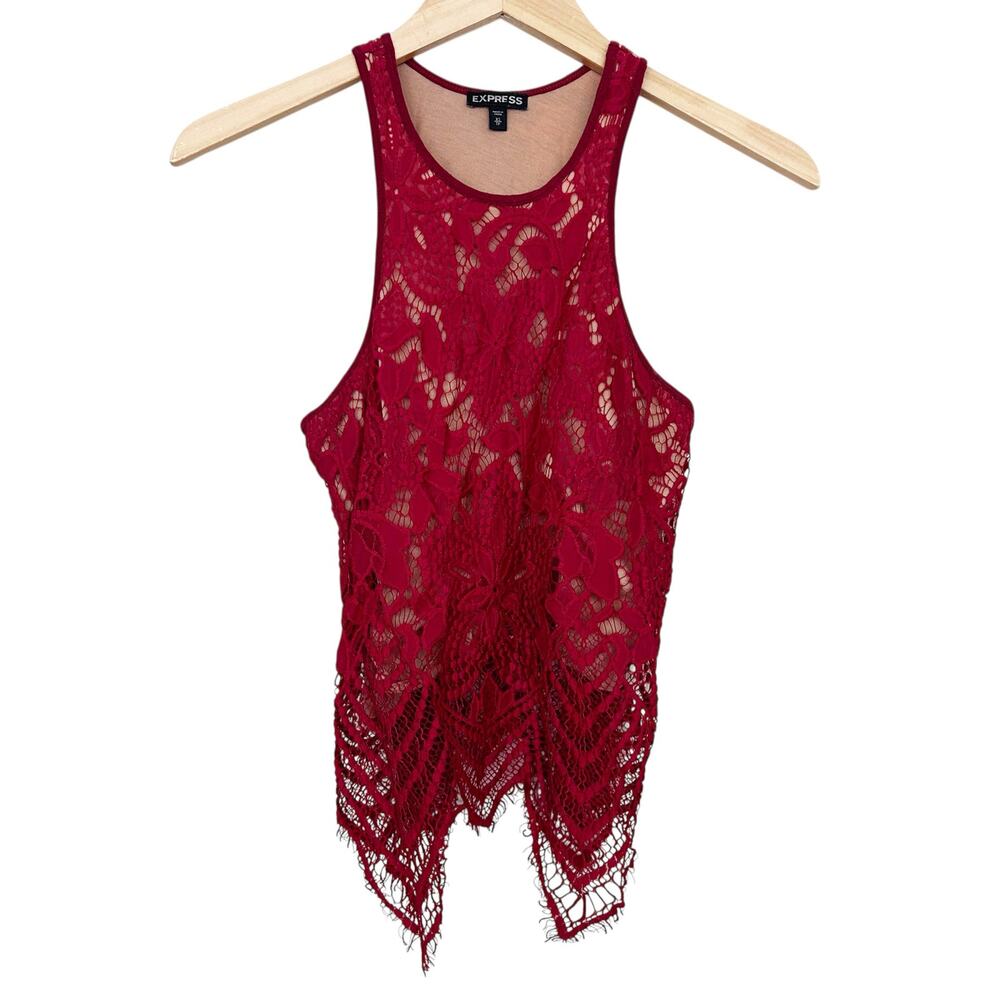 Express Red Lace Tank Top Sz XS